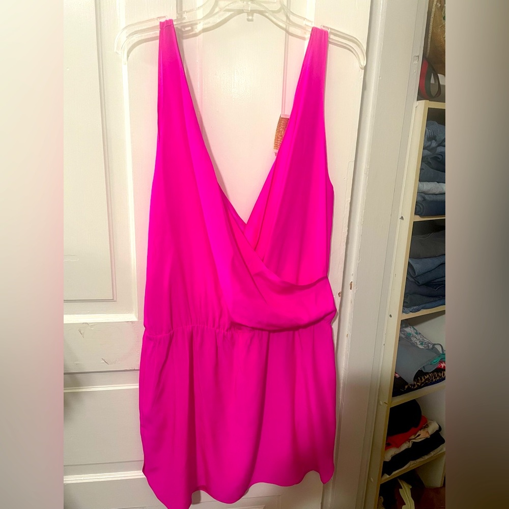 Amanda Uprichard crisscross dress in neon pink - size Large
